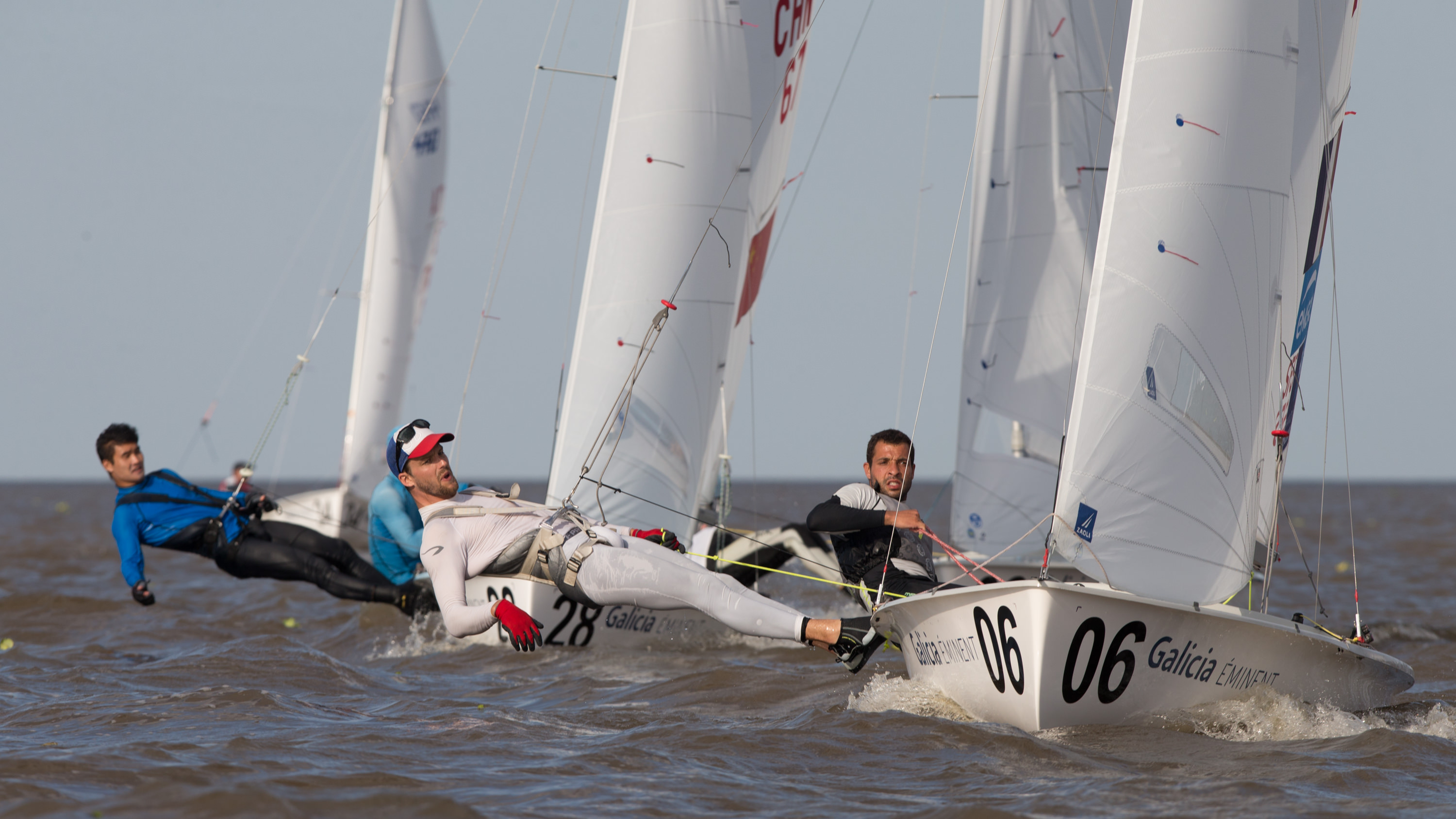 Sofian Bouvet/Jeremie Mion (FRA) racing at the 2016 470 Worlds